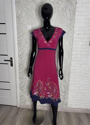 Шовкова сукня міді з вишивкою плаття шовк kaliko , m