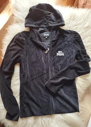 Зипка кофта молния змейка бархатная велюровая lonsdale капюшон карманы свитшот