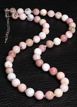 Опал розовый, ø8 мм., бусы, 099оо