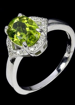 Хризолит серебряное кольцо, 004лх