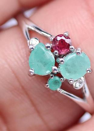 Изумруд серебряное кольцо, 0283ли