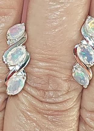 Опал райдужний срібні сережки, 0278со