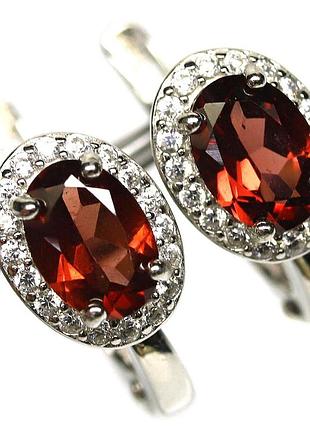 Гранат серебряные серьги, 0189сг