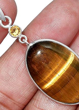 Тигровый глаз серебряный кулон, 020пт