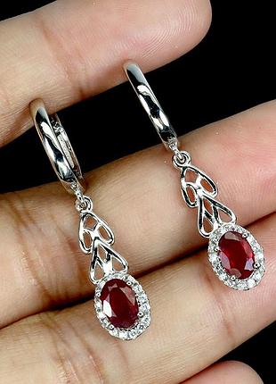 Рубин серебряные серьги, 0247ср