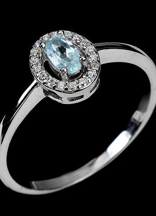 Топаз небесно голубой серебряное кольцо, 044лт