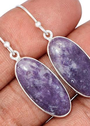 Лепідоліт срібні сережки, 0294сл