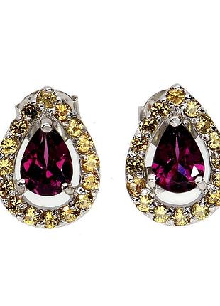 Родолит серебряное серьги пуссеты, 0252ср