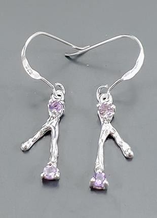 Аметист серебряные серьги, 0221са