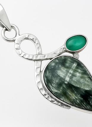 Серафинит серебряный кулон, 0127пс