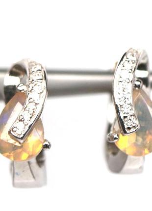 Опал райдужний срібні сережки, 0184со