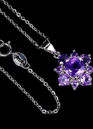 Аметист серебряное колье, 080па