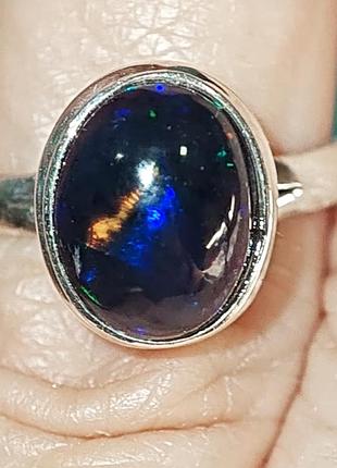 Опал черный серебряное кольцо, 0388ло