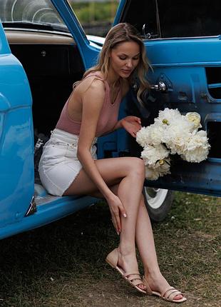 Сандали женские кожаные 589046 бежевые