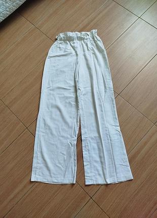 Легкие летние брюки на резинке льняные