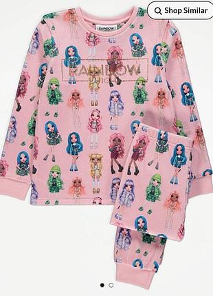 Теплая пижама george с rainbow high,11-12 г.