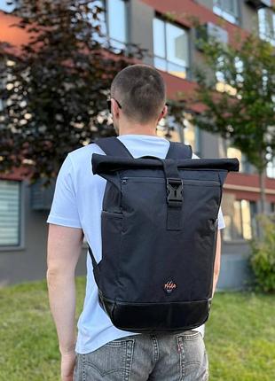 Акция! мужской, женский рюкзак ролл топ rolltop черный левов