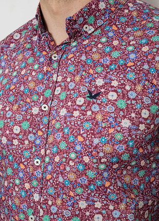 Рубашка мужская с принтом, цвет бордовый, 214r2699