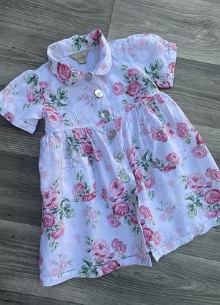 Чарівна лляна сукня для принцеси в квітковий принт 2-4 роки