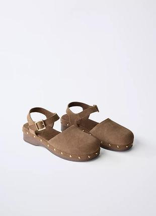 Сабо замшеве коричневе для дівчинки zara