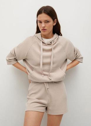 Ребриста толстовка худі з капюшоном mango