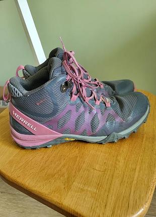 Трекінгові черевики merrell, колір сіро-рожевий, розмір 40,5