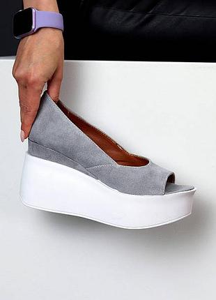 17379 туфлі замшеві на танкетці