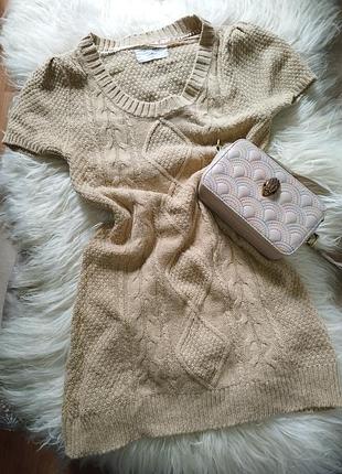 Платье свитер туника с добавлением шерсти вязаный косичка