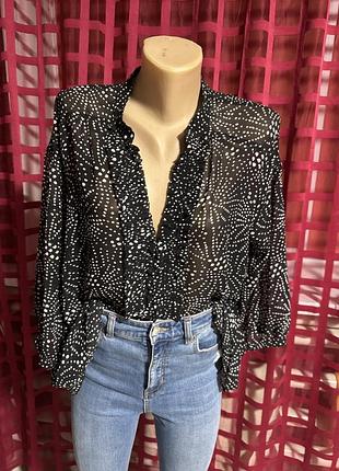 Унікальна блуза в білий горошок — 300 грн