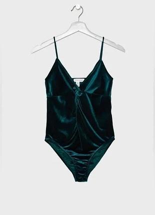 Оксамитовий смарагдовий боді велюр topshop 14/42