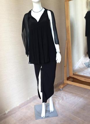 Чорна блуза топ з натурального шовку