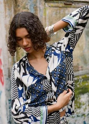 Вискозная блуза рубашка zara