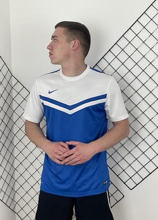 Біло синя перфорована спортивна футболка nike dri fit authentic nike team t-shirt