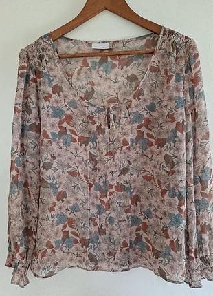 Блуза с длинным рукавом из шелка