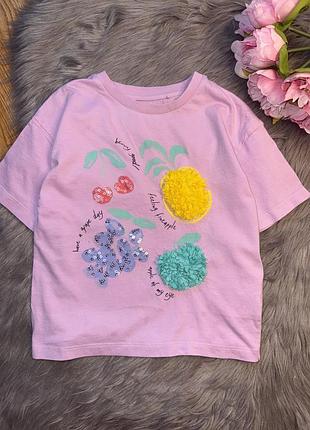 Крута стильна бузкова футболка oversize на дівчинку 3/4р f&f