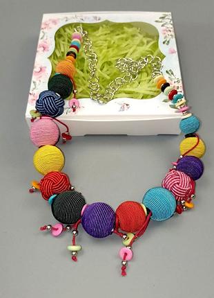 Эффектное авторское ожерелье в стиле бохо в подарочной коробке + подарок