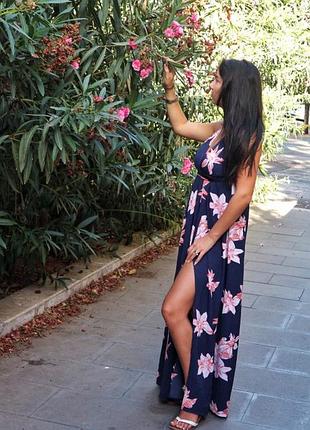 Летний сарафан в пол пляжный сарафан в цветочный принт размер м/л
