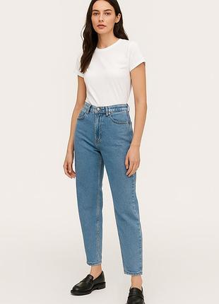 Джинси reserved super high rise, mom fit, eur 34, блакитний денім, висока посадка