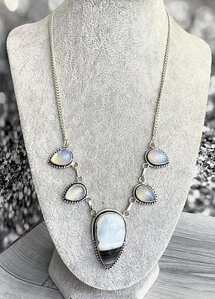 Индия, колье с голубым опалом овайхи и опалитами (синт), длина 54 см