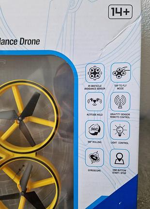 Квадрокоптер на управлении жестами smart drone желтый пластик5 фото