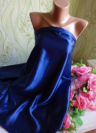 Відріз тканини синій атлас-сатин