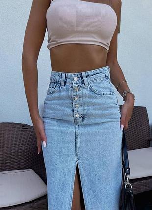 Джинсовая юбка миди