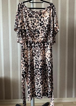 🥰 міді сукня в леопардовий принт з поясом envy 18