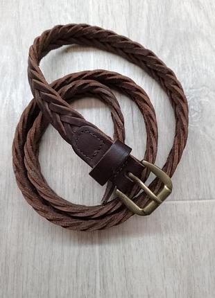 Плетений натур. шкіряний ремінь до 116 см