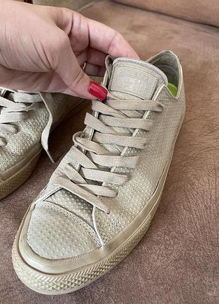 Бежеві шкіряні кеди converse 42