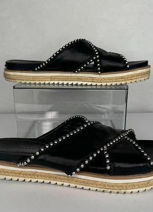 Чорні сандалії-еспадрильї zara woman camboya. розмір 40 устілка 27-27.2 см. оригінал шкіряні.