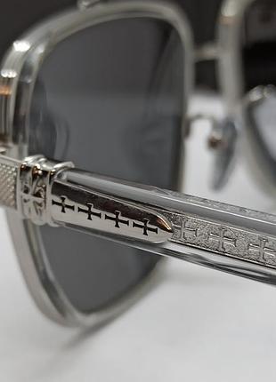 Chrome hearts окуляри чоловічі сонцезахисні сірі в сріблястому металі5 фото
