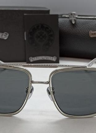 Chrome hearts окуляри чоловічі сонцезахисні сірі в сріблястому металі2 фото