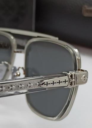 Chrome hearts окуляри чоловічі сонцезахисні сірі в сріблястому металі9 фото