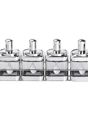 Набор банок для сыпучих продуктов 4 штуки 350 мл стеклянные на подставке hp-1340